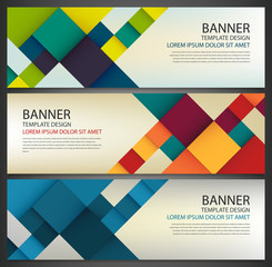 Wall Mural - Business banner with colorful squares. Business design template. Horizontal banners. Vector