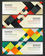 Wall Mural - Business banner with colorful squares. Business design template. Horizontal banners. Vector