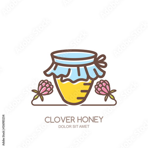 Outline honey pot  vector  logo  emblem or icon Linear jar 