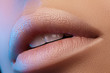 © marinafrost - Sweet kiss. Perfect natural lip makeup. Close up macro photo with beautiful female mouth. Plump full lips