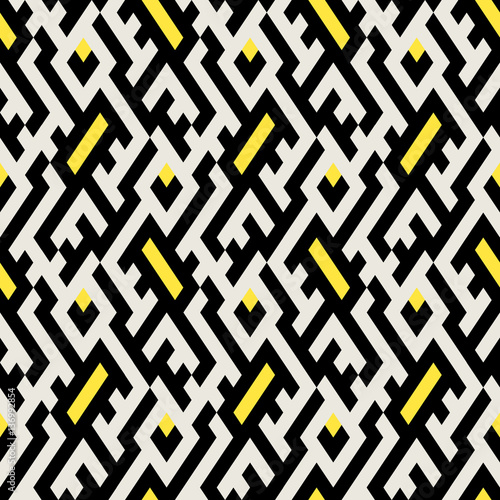 Obraz w ramie Pattern with stripe, chevron, geometric shapes