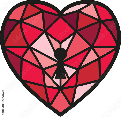 Download Vector illustration of a red jewel heart with a keyhole ...