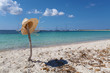 Straw hat on the beach, the island of Formentera