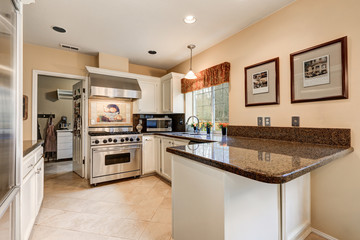 Wall Mural - Nicely remodeled kitchen with glossy granite counter tops