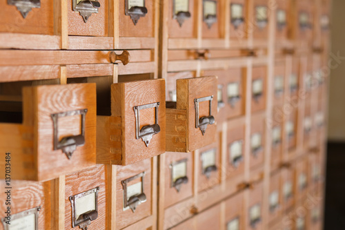Wooden Safe Deposit Strongbox Chest Of Drawers Library Card Index