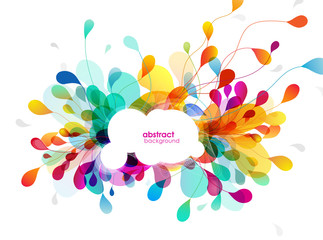 Wall Mural - abstract colored background with leafs and communication bubble