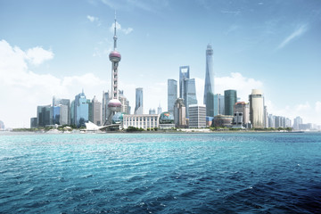 Shanghai skyline in sunny day, China