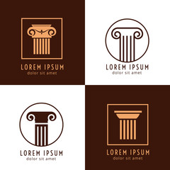 Wall Mural - Business corporate identity with columns. Ancient column logo vector set