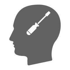 Poster - Isolated male head with a screwdriver