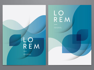 Wall Mural - Abstract blue and green cover or poster design templates. Vector illustration.