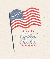 Sticker - united states of america country flag over white background