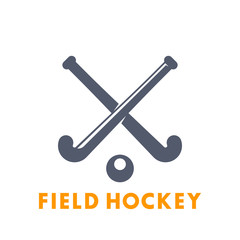 Poster - Field Hockey icon, logo elements isolated over white, vector illustration