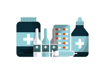 Wall Mural - medicine equipment of first aid over white background. colorful design. vector illustration