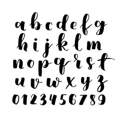 Wall Mural - black and white hand lettering alphabet design, handwritten brush script modern calligraphy boho font vector illustration