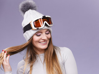 Wall Mural - woman in thermal underwear ski googles