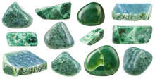 Collection Of Various Tumbled Green Jade Stones