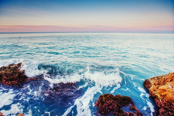 Wall Mural - Fantastic view of the nature reserve Monte Cofano. Dramatic scen