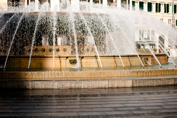 Wall Mural - detail of fountain in piazza de ferrari in genoa italy