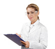 © Africa Studio - Female scientist with clipboard on white background