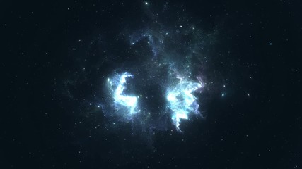 Wall Mural - expanding nebula. space animation background with blue nebula and many stars