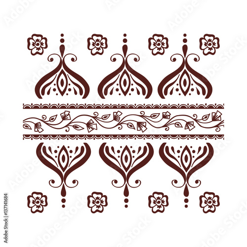 Henna tattoo mehndi flower template vector illustration.