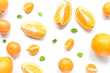 © 279photo - Cut oranges for juicy breakfast on white background top view pattern