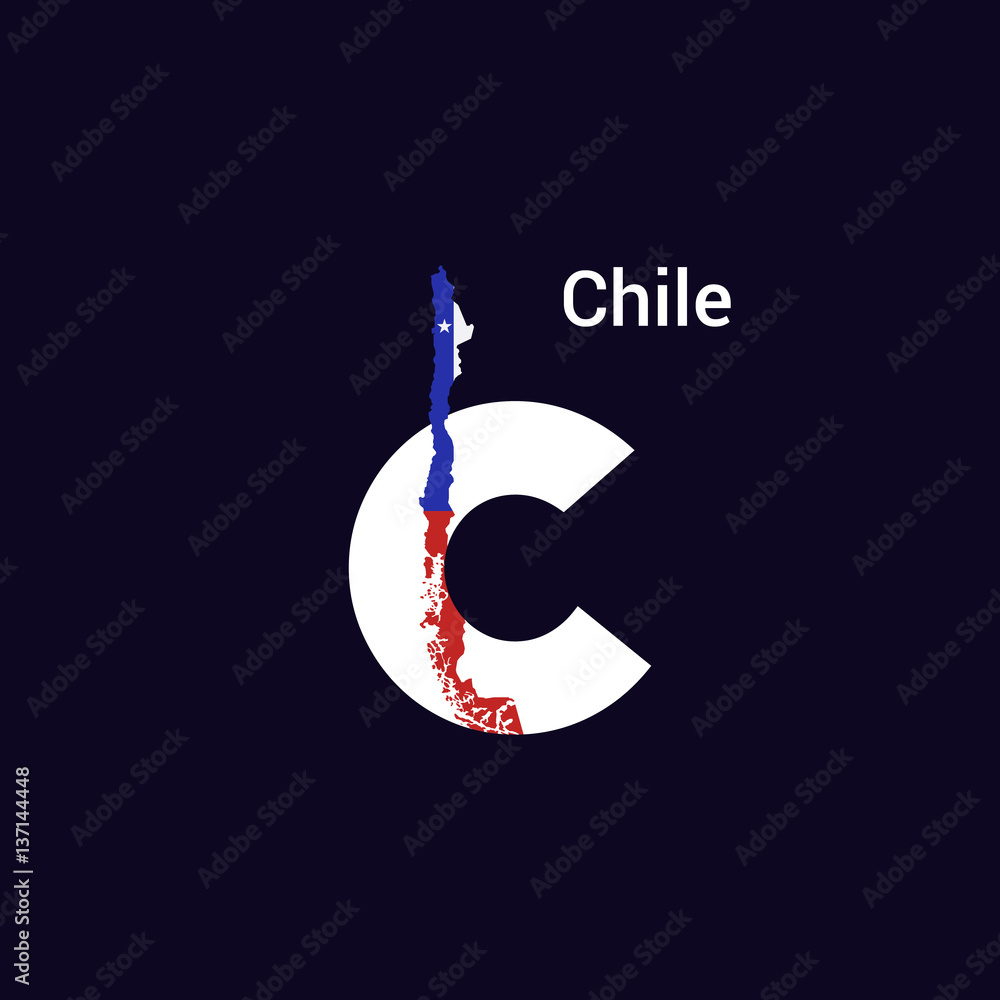 Vector de Stock Chile Initial Letter Country with Flag Map Vector ...