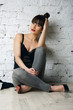 © mariematata - Beautiful brunette woman model on the floor