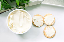 Cream Cheese Crackers On Plate