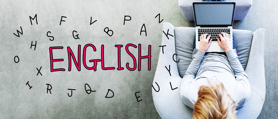 Wall Mural - english text with man