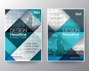 Wall Mural - Blue and teal Brochure annual report cover Flyer Poster design Layout template
