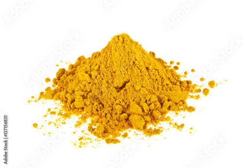 Fotografie, Obraz Turmeric powder isolated on white background. Curcuma powder.