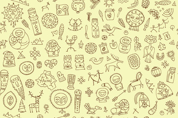 Poster - Tribal ethnic elements, seamless pattern for your design