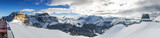 Fototapeta Góry - Cloudy panoramic view of Dolomites from  Belvedere valley near Canazei of Val di Fassa, Trentino-Alto-Adige region, Italy.