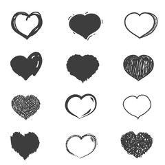 Wall Mural - Set of cute hand drawn hearts. Doodle style sketching. Vector illustration.