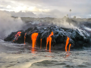 sea view of kilauea volcano in big island, hawaii, united states. a restless volcano that has been i