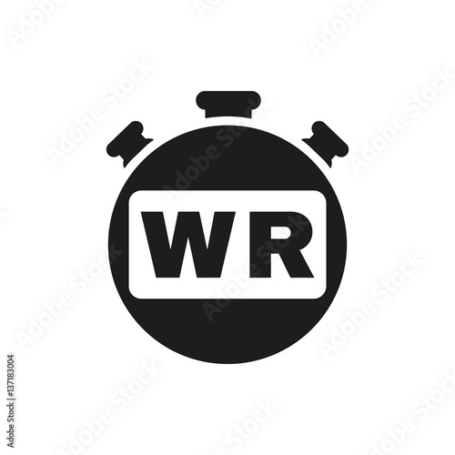 Stopwatch with the word world record icon. symbol. Flat design. Stock