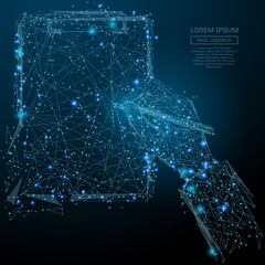 Fototapete - Abstract image of a man sings document in the form of a starry sky or space, consisting of points, lines, and shapes in the form of planets, stars and the universe. Vector business