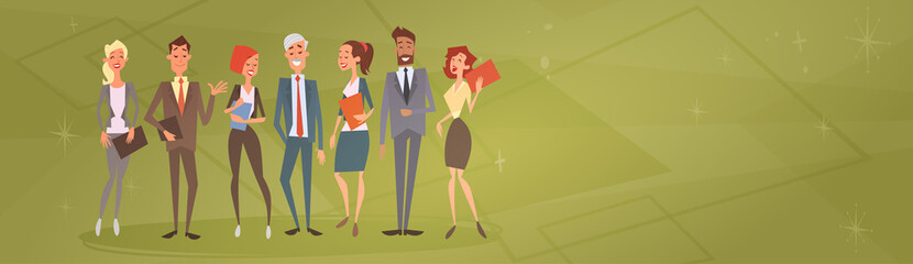 Wall Mural - Business People Group Team Human Resources Colleagues Flat Vector Illustration