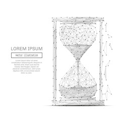 Leinwandbilder - Grey sand clock with polygon line on abstract background. Polygonal space low poly with connecting dots and lines. Connection structure. Vector science background