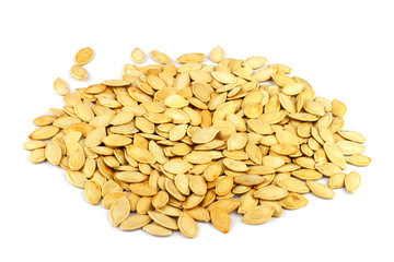 Poster - Pumpkin seeds on white background