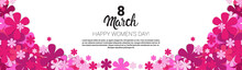 8 March International Women Day Greeting Card Banner Flat Vector Illustration