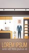 © mast3r - Big Fashion Shop Super Market Male Clothes Shopping Mall Interior Banner With Copy Space Flat Vector Illustration