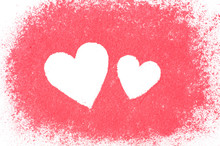 Two White Hearts On Pink Color