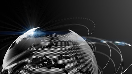 Wall Mural - globe particles, network connectivity technology monochrome concept design