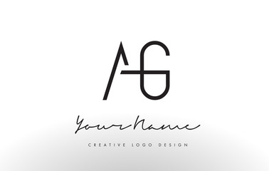 AG Letters Logo Design Slim. Creative Simple Black Letter Concept.