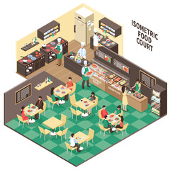 Canvas Print - Isometric Fastfood Restaurant Interior