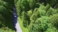Audi R8 driving on Mountain Road front and top view from drone