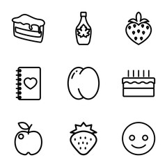 Sticker - Set of 9 sweet outline icons