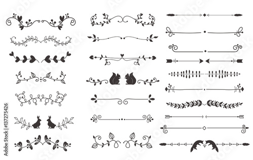 Vector dividers calligraphic line element.